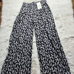 Wide Legged Flared Women's Pants, Sparkly Leaf Pattern, Small/Medium
